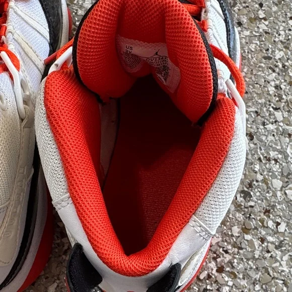 Jordan Kids' 6 Rings Black, Reddish Orange and White Sneakers